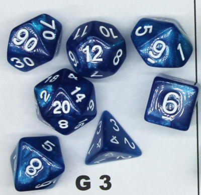 RPG Würfel Set G3 -blau -7 Würfel im Set -ideal auch für die Würfelsammlung