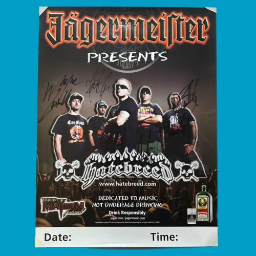 Signiertes Jägermeister Hatebreed Mayhem Festival 2010 Poster signiert von 5 Mitgliedern