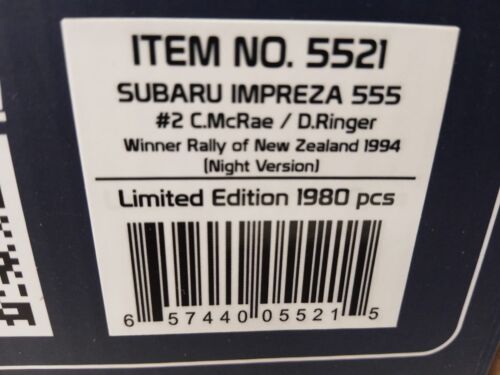 Sunstar Subaru Impreza 555 #2 McRae winner New Zealand 1994 NIGHT 1/18 5521 - Foto 3 di 3