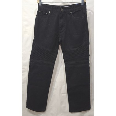 Noiz Jeans Mens Black Moto Ribbed Knee Denim Pants W34 L34 Streetwear Cotton