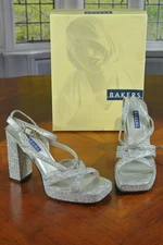 BAKERS Women CHUNKY HEEL High Heel Open Toe T-STRAP Shoes 3" Club sz 8.5 SIVLER