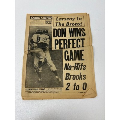 1956 Daily Mirror Newspaper Don Larsen Perfect Game World Series Yankees Dodgers