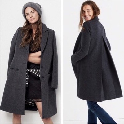 Madewell Teatro Swing Coat Wool Blend in Heather Grey Size 2