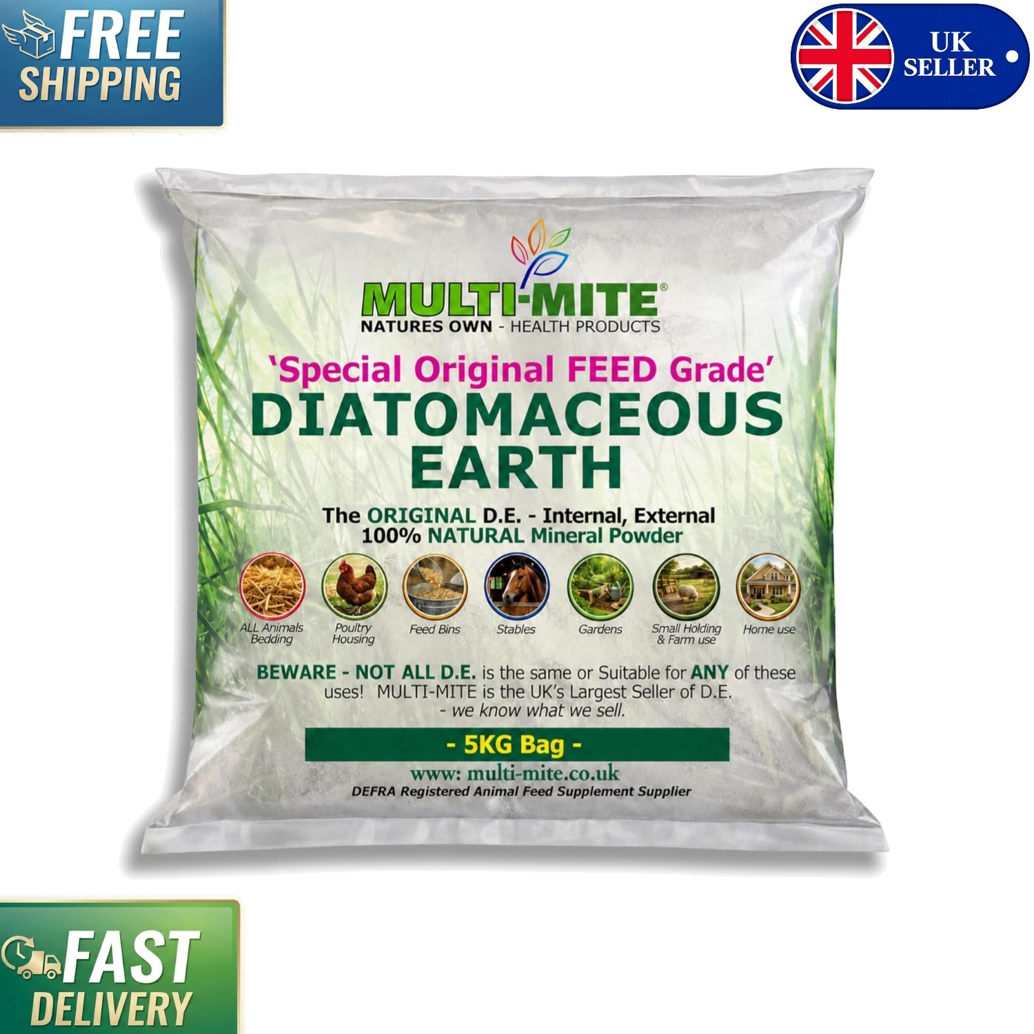 100% Natural 5KG Diatomaceous Earth Powder for Safe Animal Bedding & Gardens