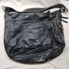 Coach Zoe Black Smooth Leather Buckle Zipper Closure Hobo Shoulder Bag