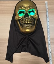 Halloween Skeleton Skull Hooded Mask/Light Up Eyes/Adult Size