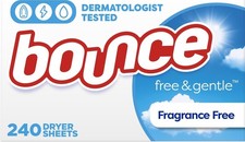 Bounce Free Gentle Dryer Sheets, Unscented, 240 Count