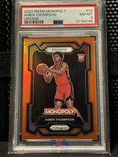 2023-24 PRIZM Monopoly Amen Thompson Orange /124 RC PSA 8