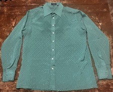 Givenchy for Chesa 80  s L Emarld green Polyester Shirt Diamond  G Print vintage