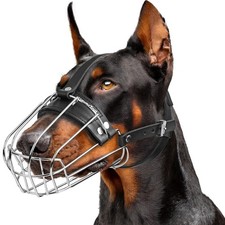 Metal Doberman Muzzle for Large Sized Dog - Cage Muzzles for Barking and Prev