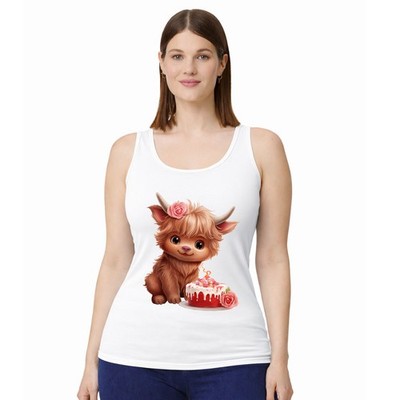 Highland Kuh Geburtstag Damen Trägershirt Tank Top Geschenk für Sie