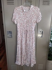 Shein Burnt Orange White Animal Print Maxi Size S  Buttons Tie Front Dress