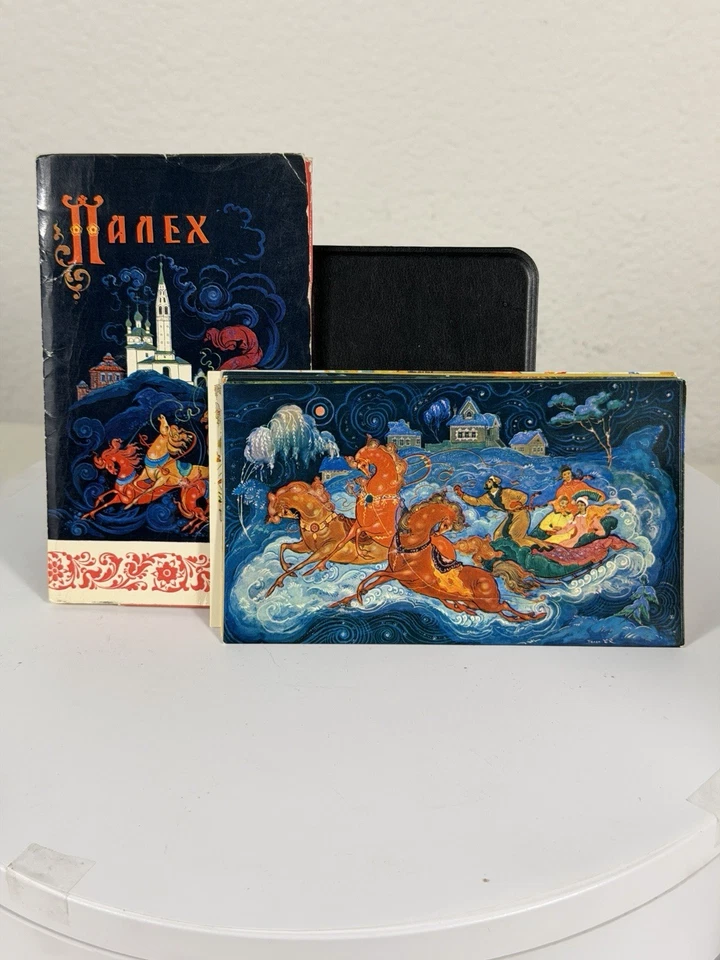 Vintage Palekh Soviet Russian Art Postcards Set 1974 USSR Art 12 Cards Sleeve - image 2 of 4