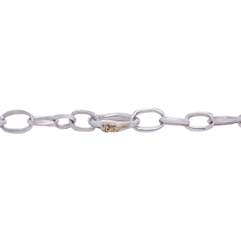 ESTATE IPPOLITA STERLING SILVER 14K GOLD ACCENT 7.75" TOGGLE BRACELET #7931