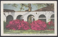 Springtime Azalea Gulf Hills Club & Villas Ocean Springs MS postcard 1949