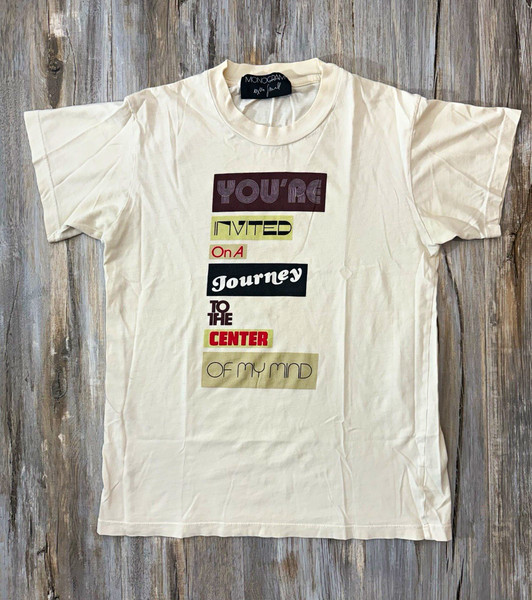 Monogram Women XS Cream Graphic Slogan T-Shirt Crewneck Short Sleeve Cotton
