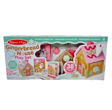 Christmas Gingerbread House Pink Playset Melissa & Doug Wooden Reusable 38 Piece