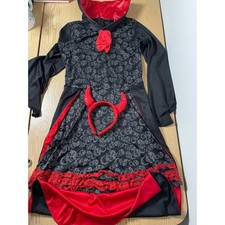 Kids or Womens 2Pc Vampress Gothic Halloween Devil Costume kids XL Women  s Xs/Sm