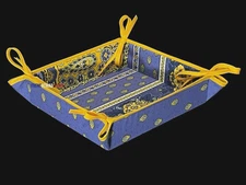 Marat Avignon French Provencal Bread Basket Flowers Blue/Yellow #2-Made France