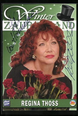 Musician Regina Thoss with Red Roses, Original Autograph, Postcard 