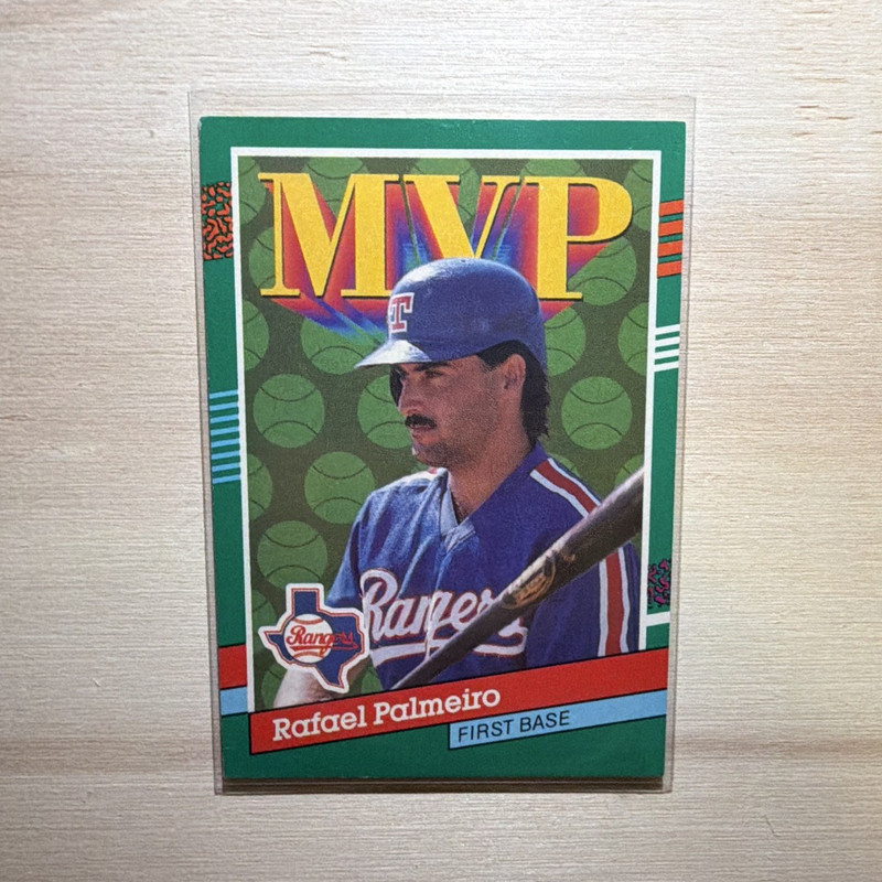 Leaf 1990 Rafael Palmeiro #394 Texas Rangers MVP Baseball Trading Card