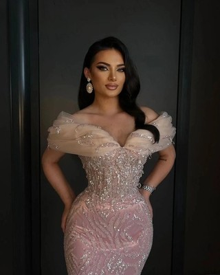 Pink Birthday Dress Off Shoulder Mermaid Party Dresses Bride Engagement  Dress | eBay