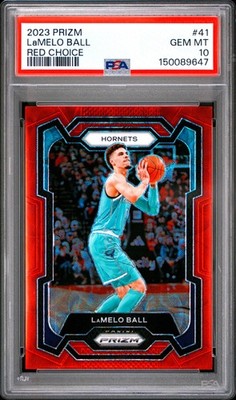2023 PANINI PRIZM RED CHOICE #41 LAMELO BALL 9/88 PSA 10