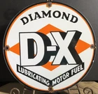 VINTAGE DIAMOND DX GASOLINE PORCELAIN SIGN GAS OIL SERVICE STATION PUMP PLATE