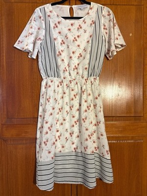 Piper & Scoot Floral & Stripes Flowy Women's Short Sleeve Midi Dress size  XS | eBay