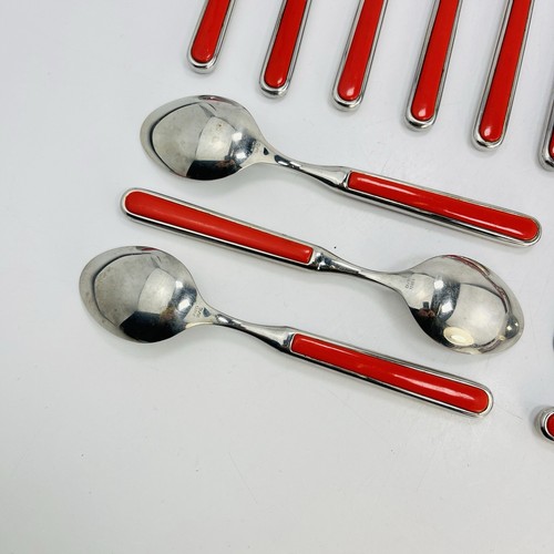 Pinti Inox Menù Posate 18 pz Coltello Forchette Cucchiaio Plastica Acciaio Inox Anni 80 - Foto 12 di 16