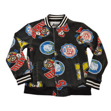 Super Mario Varsity Jacket Kids M Gray Nintendo Hybrid Apparel Snap Youth