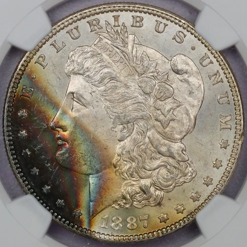 1887 Morgan Silver Dollar - NGC MS 64 Monster Toned