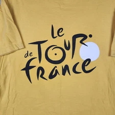 Tour De France Shirt Mens Medium Yellow Graphic Logo Cycling Race Sport Preppy