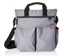 Skip Hop Gray Messenger Diaper Bag Adjustable Strap Inner Pockets Sections