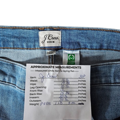 Jeans donna J Crew Denim slim gamba larga 31 lavaggio leggero cropped casual morbido chic - Foto 12 di 13