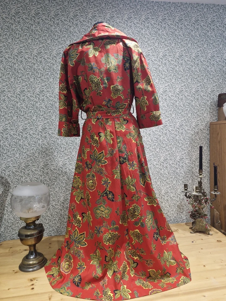 VESTIDO VINTAGE AÑOS 50/60 BATA ESTAMPADO ROJO ALGODÓN Foto 3 de 4