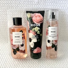 Bath  Body Works Rose NWOB 3 Gift Set Shower Gel Body Lotion Fragrance Mist