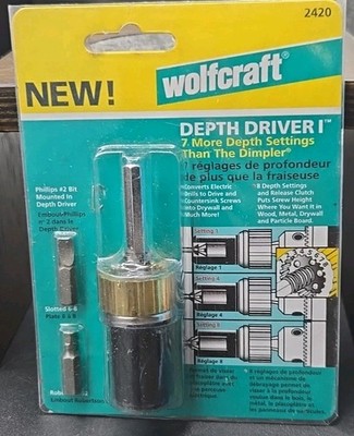 Wolfcraft Depth Driver I #2420 Converts Drill To Drive & Countersink Screws 