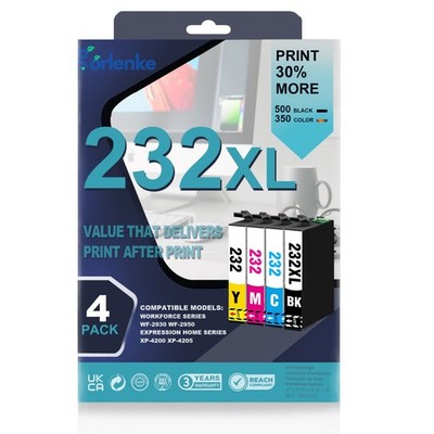 232XL Ink Replacement for Epson XP-4200 WF-2930 XP-4205 Printers (4-Pack)