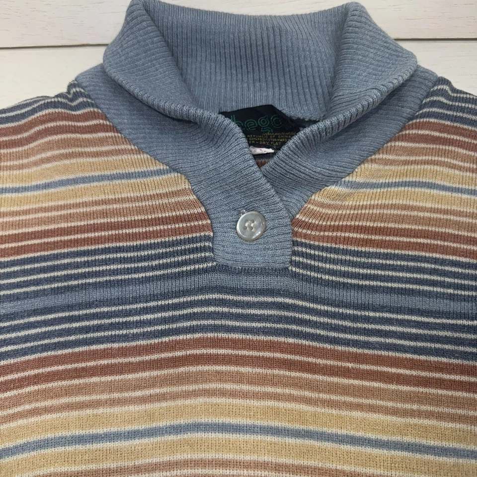 Suéter Vintage Chego International Mujer Rayas Años 70 Cuello Manga Larga Foto 3 de 4