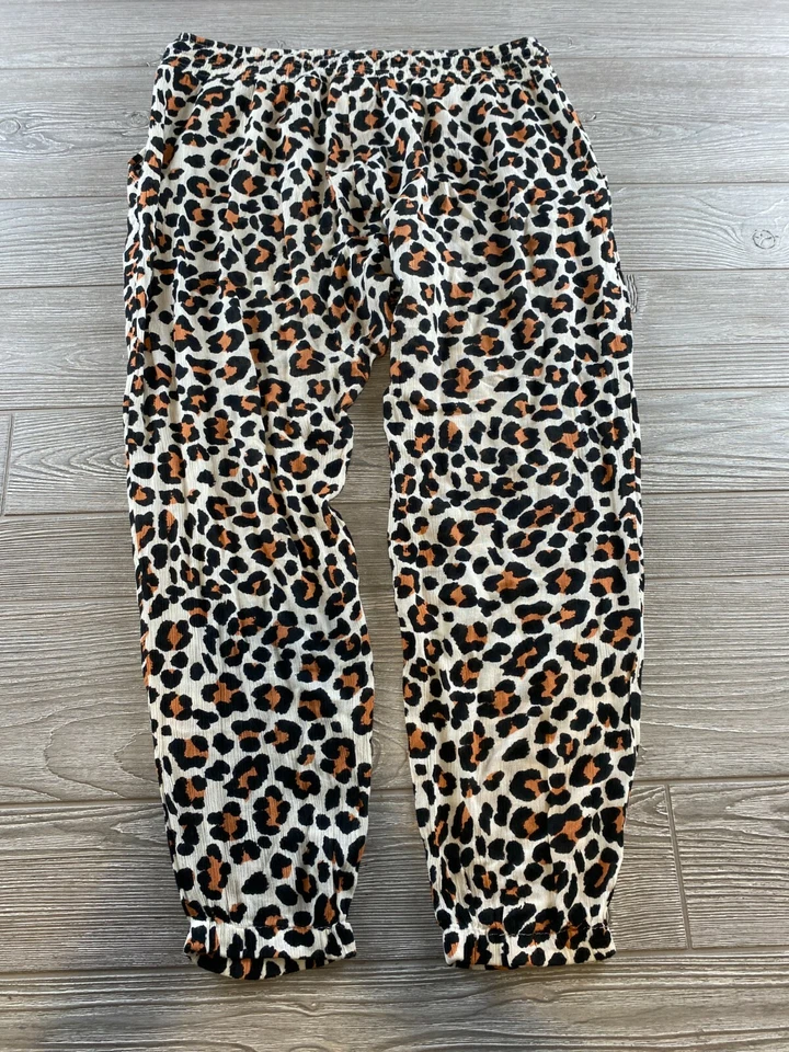 Развлекательные женские брюки для отдыха мягкий низ кисточки шнурки леопард размер большой - Изображение 3 из 4