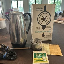 Vintage Retro Faberware 142 superfast percolator 12 cup coffee With Box Complete