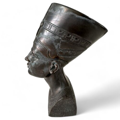 Büste Ägyptische Nofretete Skulptur IN Marmor Wirkung Bronze Interior Design H - Bild 3 von 17