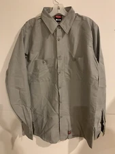 Red Kap Men’s Work Shirt Gray, 2 Pocket Industrial Uniform Long Sleeve. Size Med