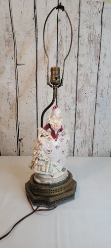 Vintage Paar chantilly figurale viktorianische Porzellan Tischlampen funktioniert! (Details lesen) - Bild 7 von 24