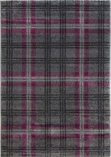 Image of Silver Tartan Rug Runner Purple Traditional Classic Plaid Criss Cross Mat 