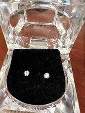 Small Cubic Zirconia Stud Earrings New Without Tags In Case