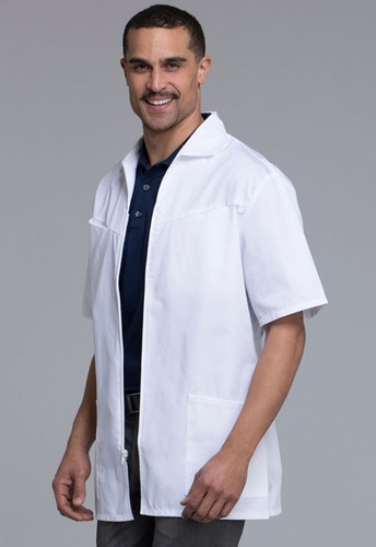 White Cherokee Scrubs Med-Man Mens Zip Front Jacket 1373 WHT - Picture 2 of 6