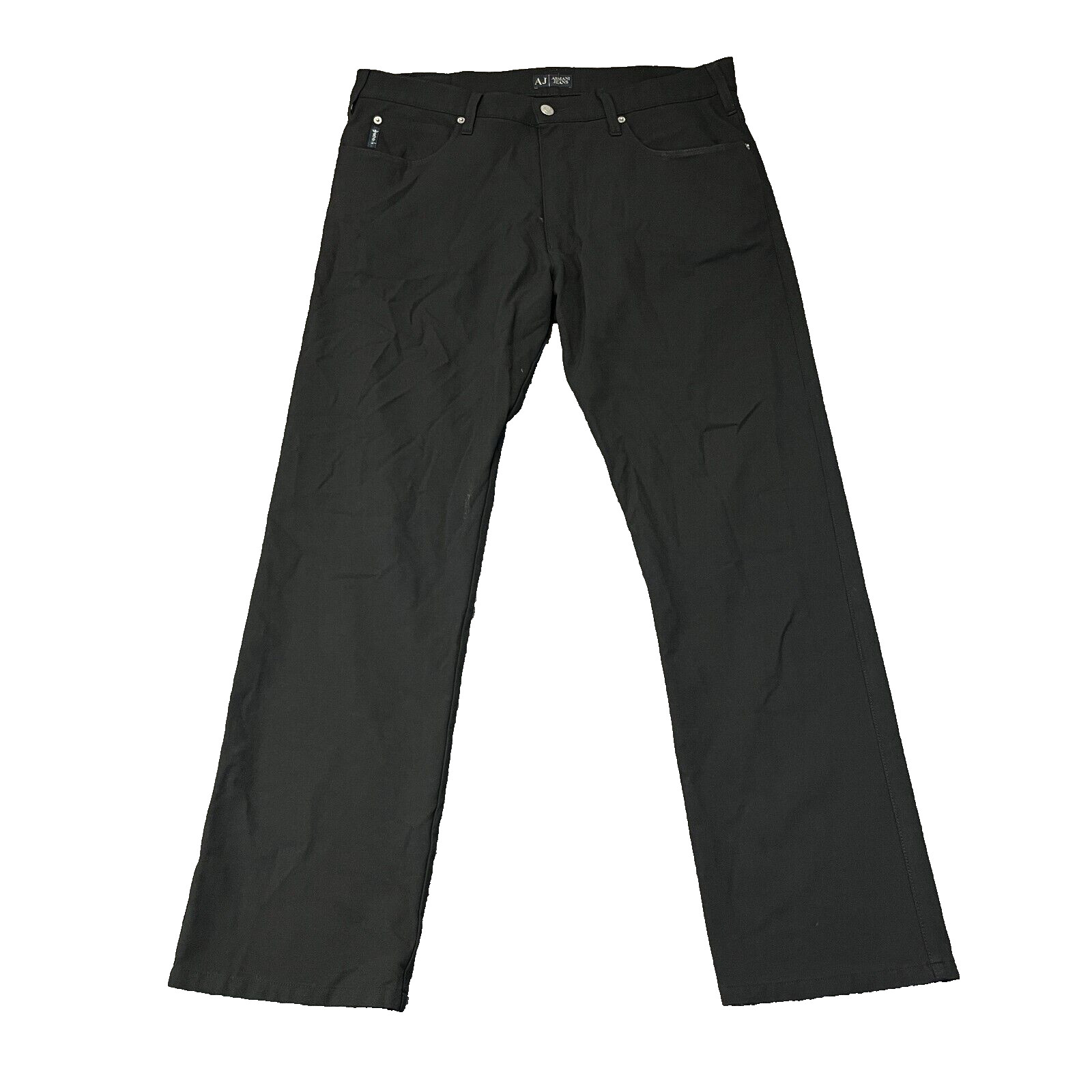 Pantalones de vestir para hombre pierna recta elásticos negros lavados Armani Jeans J31 W38 L32