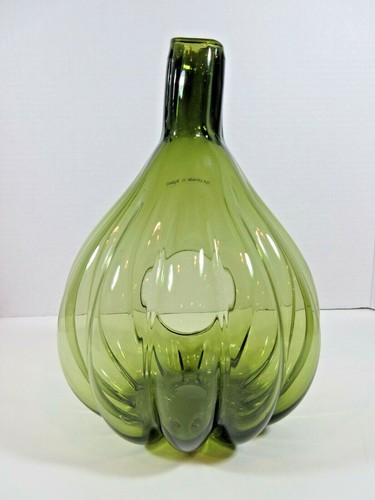 TERRARIO IN VETRO vintage a forma di zucca verde oliva 9,5" x 6,5". - Foto 5 di 8